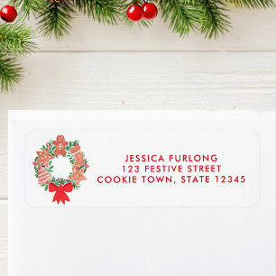 Holiday Christmas Wreath Return Address Label