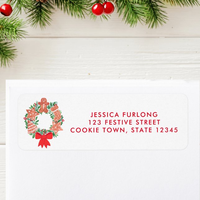 Holiday Christmas Wreath Return Address  Label (Creator Uploaded)