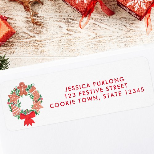 Holiday Christmas Wreath Return Address  Label