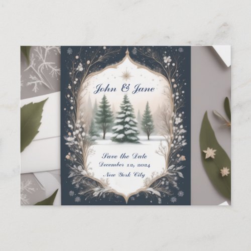 Holiday  Chritmas Wedding Save the Date Card