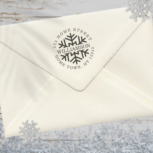 Holiday Circular Snowflake Return Address Self-inking Stamp