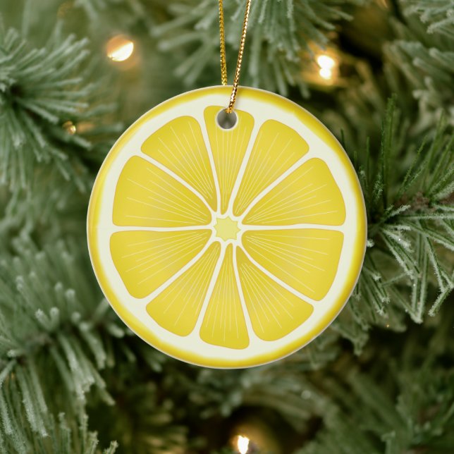 Holiday Citrus Sunshine Lemon Ceramic Ornament (Tree)