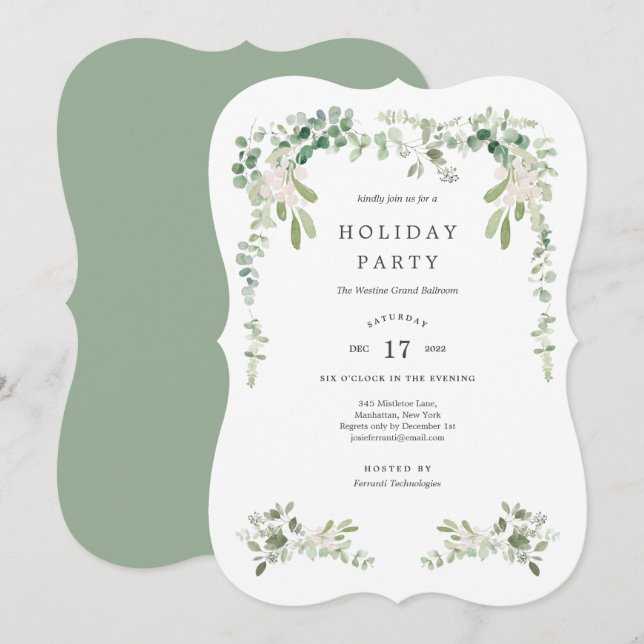 Holiday Classic Mistletoe Christmas Invitation (Front/Back)