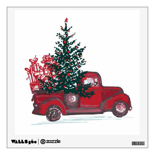Holiday Classic Red Pickup Truck Wall Decal