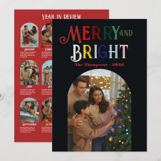 Holiday Classics "Year in Review" Photos Christmas Card (Front/Back)