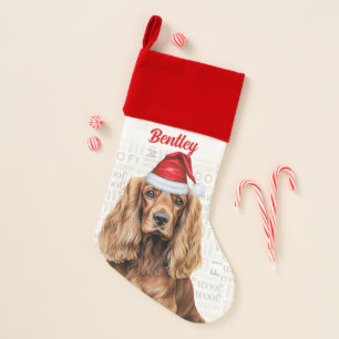 Holiday Cocker Spaniel Santa Dog with Name Christmas Stocking