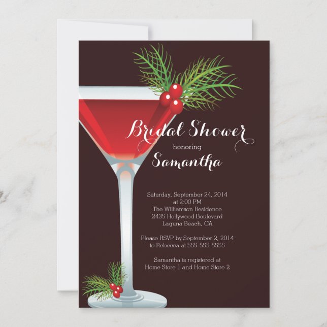 Holiday Cocktail Bridal Shower Invitation (Front)