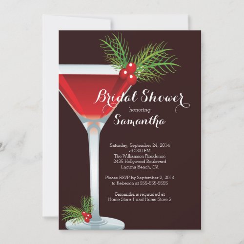 Holiday Cocktail Bridal Shower Invitation