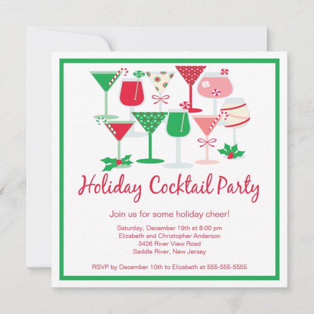 Holiday Cocktail Christmas Party Invitation (Front)