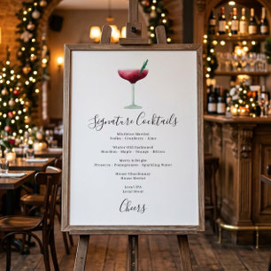 Holiday Cocktail Christmas Signature Drink Menu Foam Board
