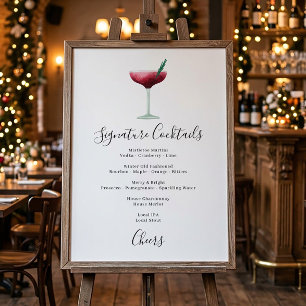 Holiday Cocktail Christmas Signature Drink Menu Poster