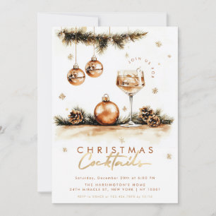 Holiday Cocktail Elegant Boho Christmas Party Invitation