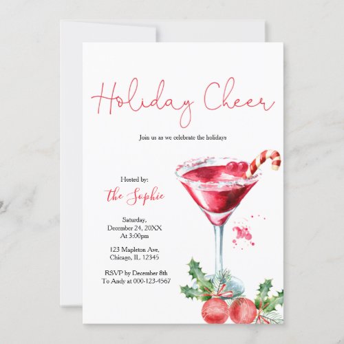 Holiday Cocktail Holiday Cheer Christmas Party Invitation