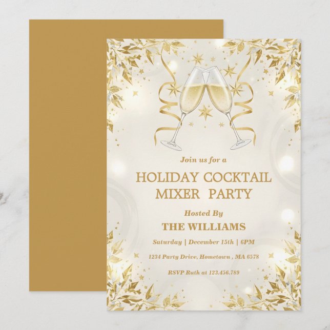 Holiday Cocktail Mixer Party Invitation (Front/Back)