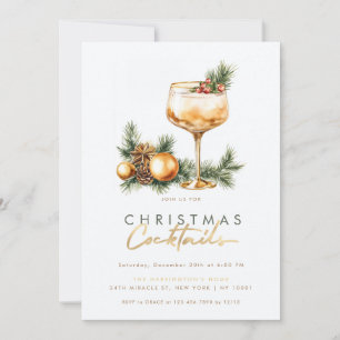 Holiday Cocktail Modern Christmas Cocktails Party Invitation