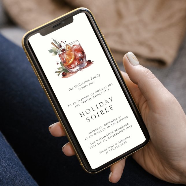 Holiday Cocktail Modern Festive Christmas Party Invitation (Creator Uploaded)