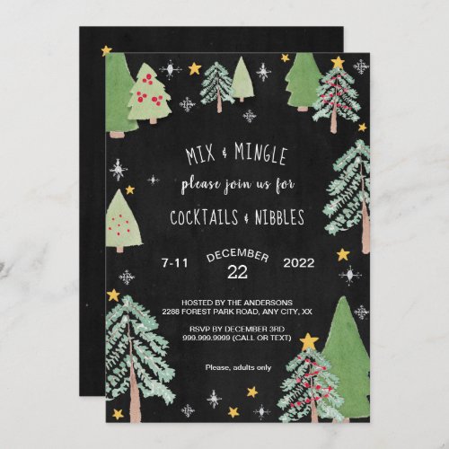 Holiday Cocktail Party Invitation night pines Invitation