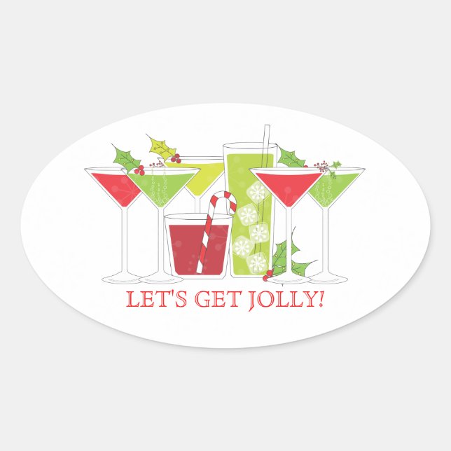 Holiday Cocktail Party Invitation Sticker (Front)