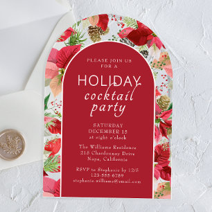 Holiday Cocktail Party Watercolor Poinsettia Arch Acrylic Invitations