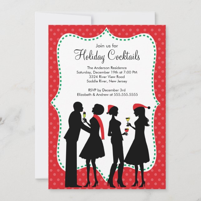 Holiday Cocktails Christmas Party Invitation (Front)
