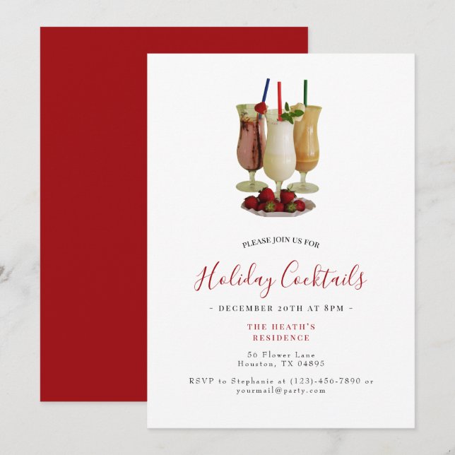 Holiday Cocktails Christmas Party Invitation (Front/Back)