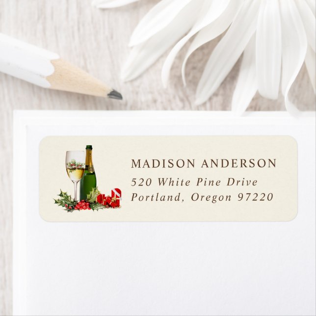 Holiday Cocktails Christmas Party Return Address Label (Insitu)
