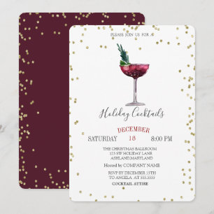 Holiday Cocktails Diamonds Company Christmas  Invitation