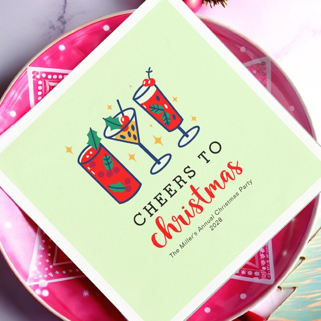 Holiday Cocktails Festive Cheer Christmas Party Napkins (Creator Uploaded)