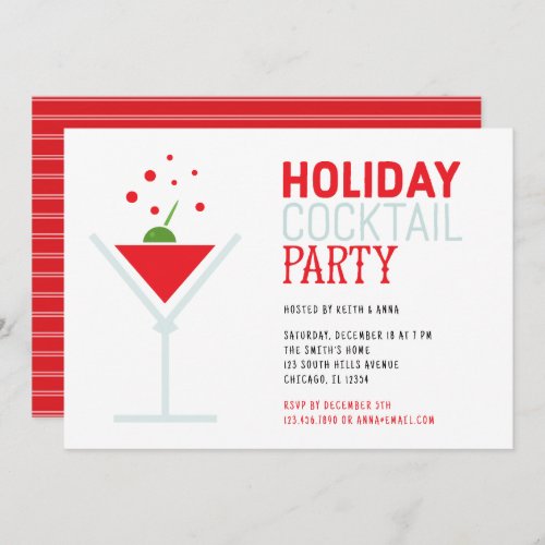 Holiday Cocktails Festive Christmas Party  Invitation