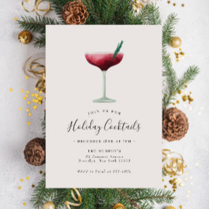 Holiday Cocktails Festive Drinks Christmas Party Invitation