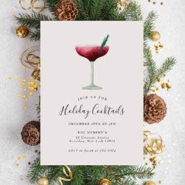 Holiday Cocktails Festive Drinks Christmas Party Invitation
