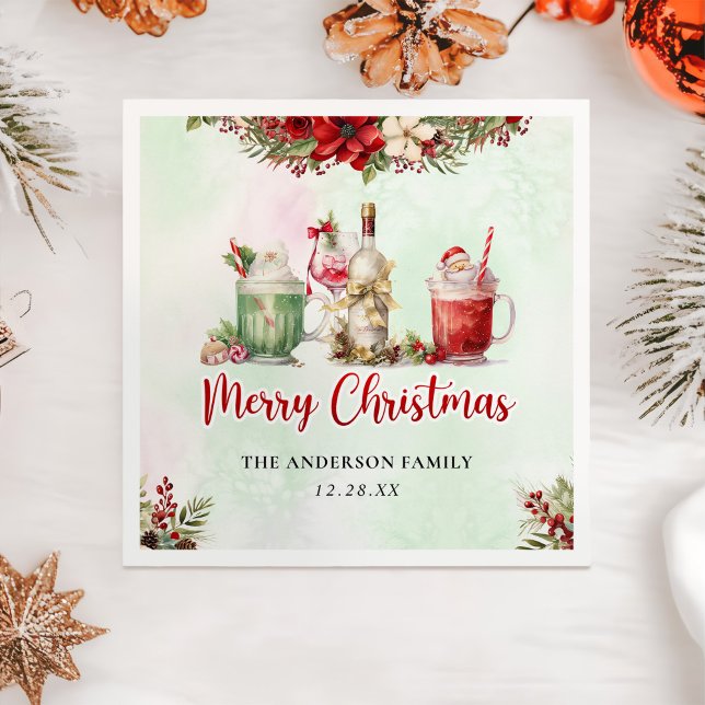 Holiday Cocktails Festive Drinks Christmas Party Napkins (Creator Uploaded)