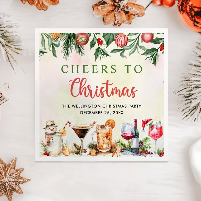 Holiday Cocktails Festive Drinks Christmas Party Napkins (Creator Uploaded)