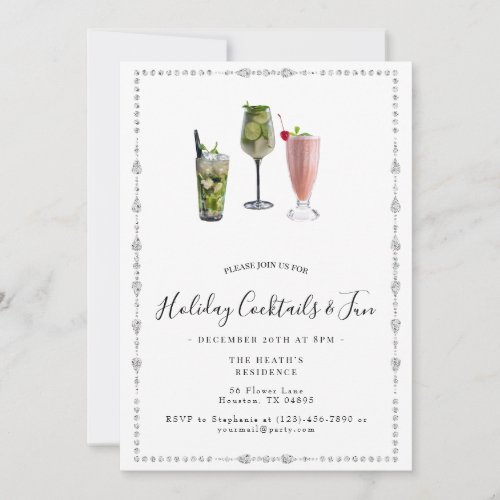 Holiday Cocktails  Fun Christmas Party Invitation