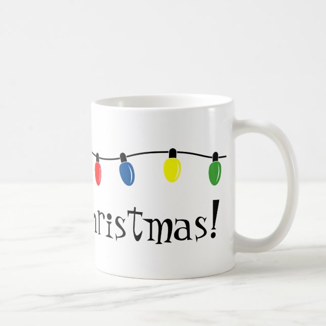 Holiday coffee mug with Christmas light decoration (Right)