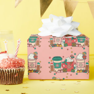Holiday Coffee Rose Wrapping Paper