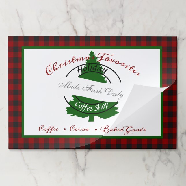 Holiday coffee shop sign paper placemat (Folded)