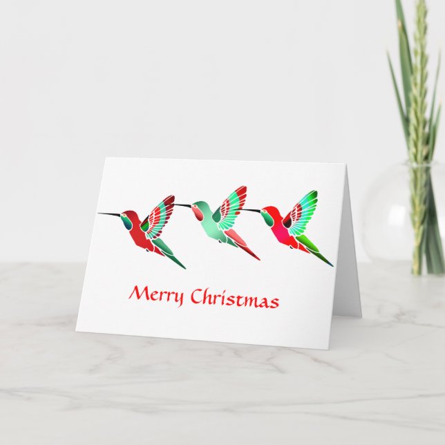 Holiday Colored Hummingbirds Card (Front)
