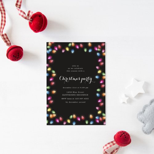 Holiday Colorful Lights Christmas Party Invitation