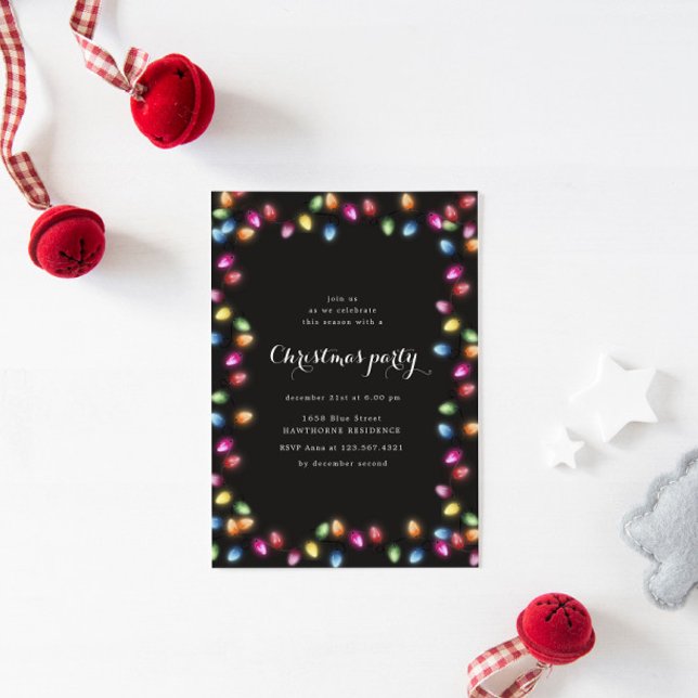 Holiday Colorful Lights Christmas Party Invitation (Creator Uploaded)