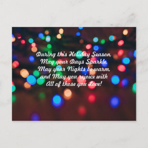 Holiday Colorful Sparkling Lights with Poem Postcard