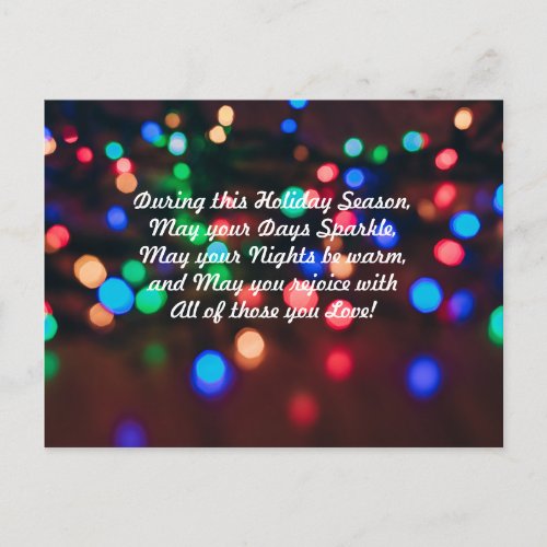 Holiday Colorful Sparkling Lights with Poem Postcard