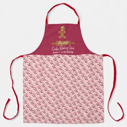 Holiday Cookie Baking Crew Red Christmas Apron