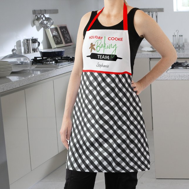 Holiday Cookie Baking Team Plaid Christmas Apron (Creator Uploaded)