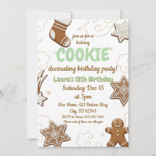 Holiday Cookie Decorating Birthday Party Invitation