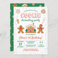 Holiday Cookie Decorating Party Birthday Invitation