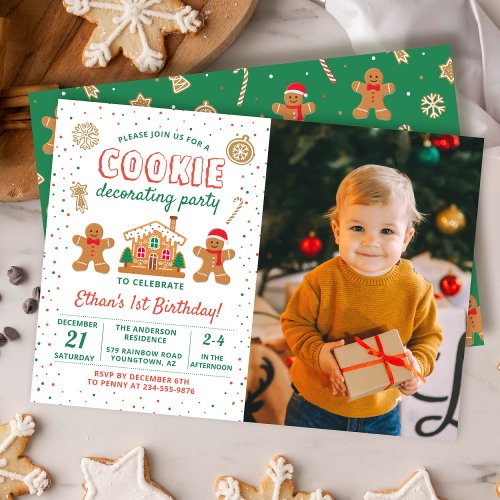 Holiday Cookie Decorating Party Birthday Photo Invitation