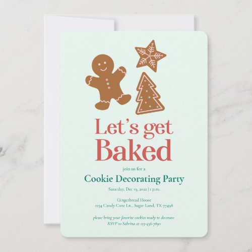 Holiday Cookie Decorating Party  Gingerbread Invitation