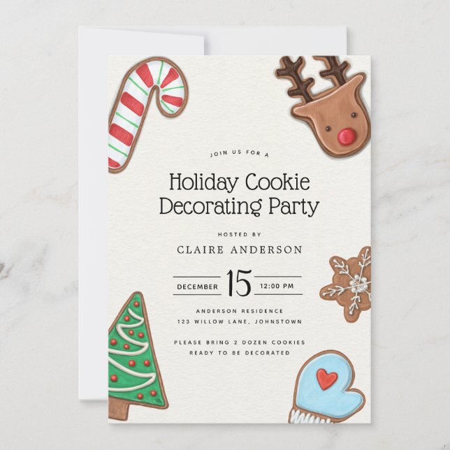 Holiday Cookie Decorating Party invitation (Front)
