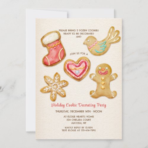 Holiday Cookie Decorating Party Invitations